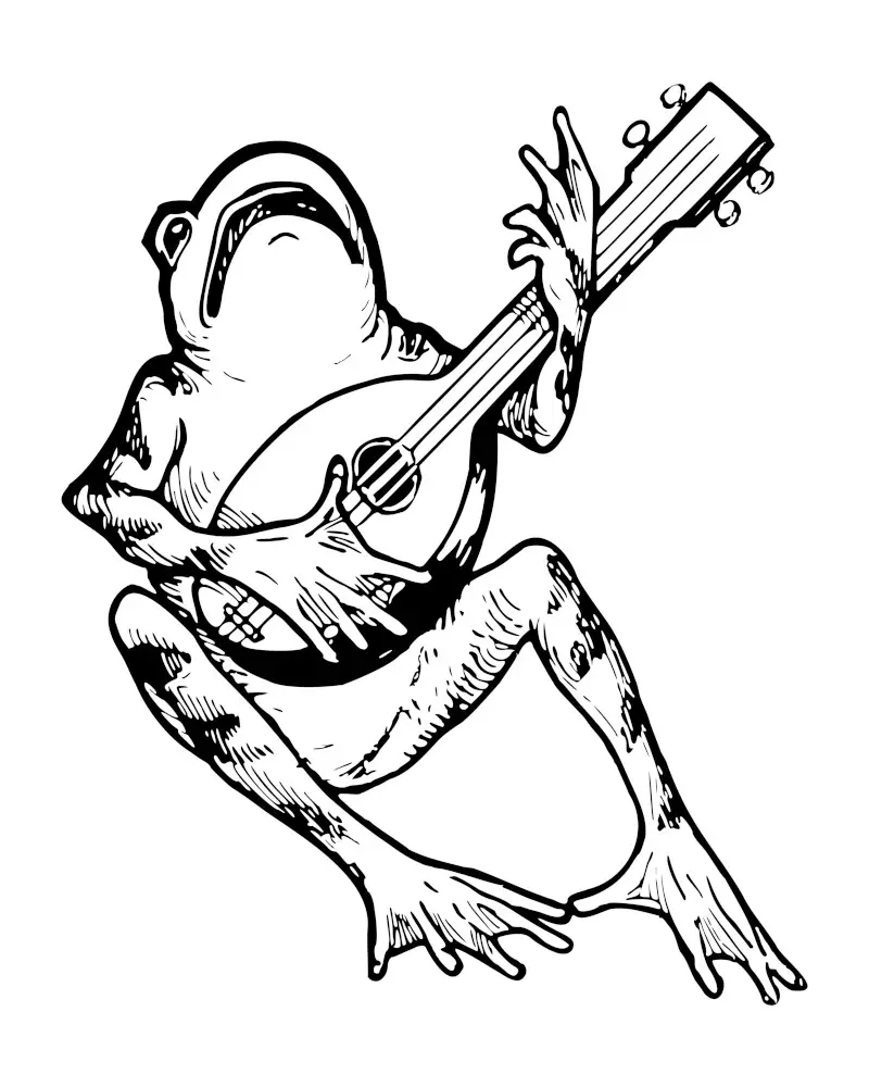 Frog Musician Playing Mandolin